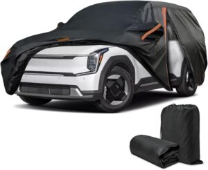 Car Cover for Kia EV9 2023-2026 and for Mercedes Benz GLS 350d 450 550 2007-2019 (Not for GLS 580), Outdoor Sun Rain UV Snow Dust Protection, Custom Fit with Driver Door Zipper and Reflective Strips