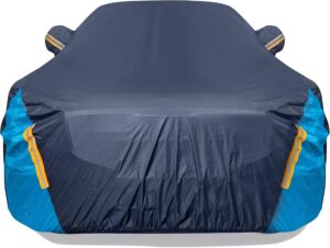 Car Cover Waterproof All Weather for Automobiles, 6 Layers Outdoor Full Exterior Cover Rain Sun UV Snowproof Protection with Zipper Cotton, Mirror Pocket for Sedan (190-195 inch)