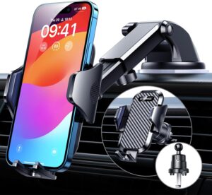 VANMASS Car Dashboard Phone Holder Universal Powerful Suction Cup Mount, Dash Windshield Air Vent Truck Stand Compatible with All Phones Black